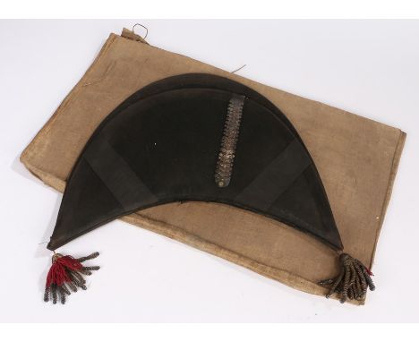 A rare late 18th Century/Early 19th Century British bicorne hat to a Field Grade officer of Light Dragoons, the front of the 