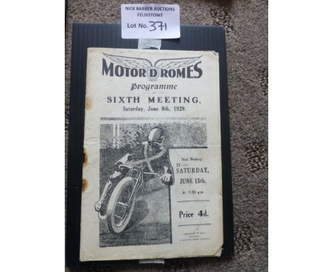 Speedway : Coventry - Brandon - Open Handicap programmes - creases &amp; r/staples but generally fair/good 08/06/1929 rare