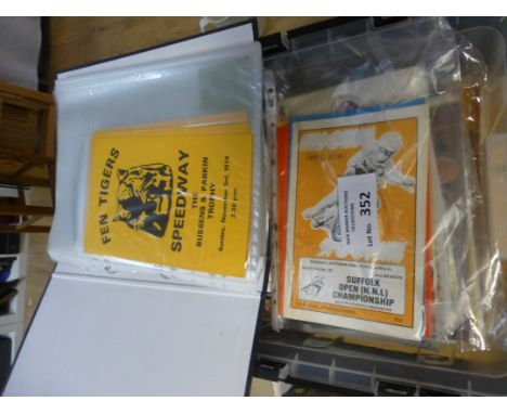 Speedway : Mildenhall crate of programmes, up to date including a folder of pre league 1974/5 &amp; first season progs - big 