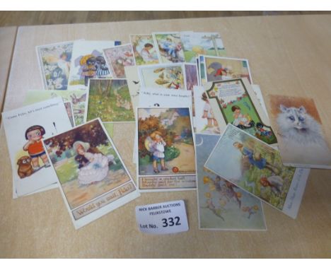 Postcards : Cards inc Rene Cloke, Agnes Richardson, Louis Wain, Gollies, Fairies etc (28)