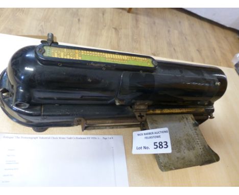 Collectibles : original 1920's cheque writing machine with key - Halsby &amp; Co Ltd, good condition (Heavy)