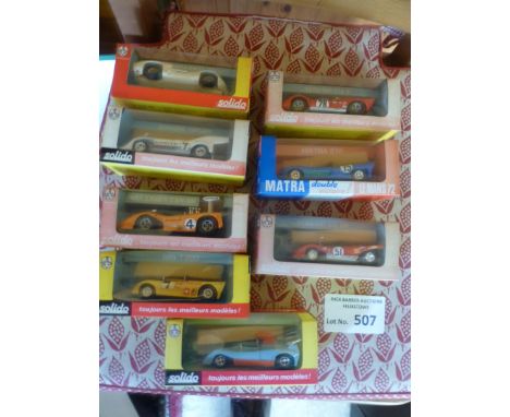 Diecast : Solido - boxed old style boxes models Le Mans, Motoring, Racing etc (8) all vgc 