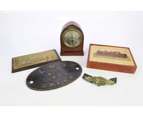 RAILWAY INTEREST; a collection of railway items including a Telegraph Works Silvertown London gauge inscribed 'Cheshire Lines