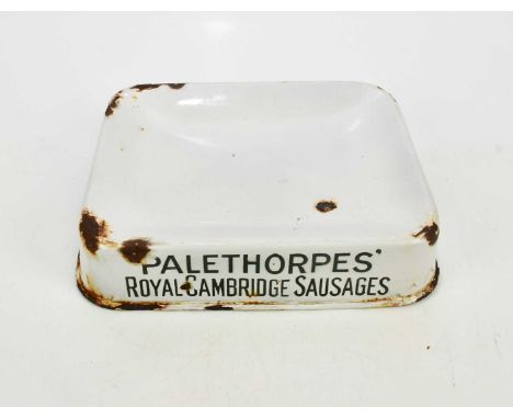 PALETHORPES; an original advertising enamel butcher's slab for Palethorpes' Royal Cambridge Sausages.