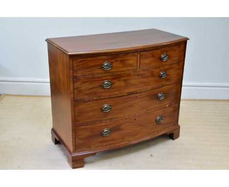 A 19th century mahogany bowfronted chest of two short and two long drawers, on bracket feet, width 110cm.
