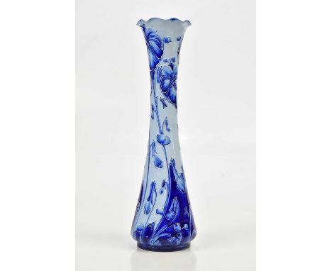 WILLIAM MOORCROFT FOR JAMES MACINTYRE &amp; CO; a Florianware vase in the 'Violet' pattern, blue on blue, green sign and prin
