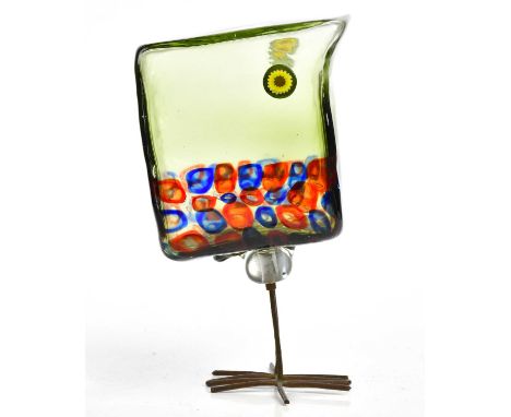 † ALESSANDRO PIANON (Italian, 1931-1964) FOR VISTOSI; an Italian 'Pulcino' glass bird sculpture, the square shaped body in an