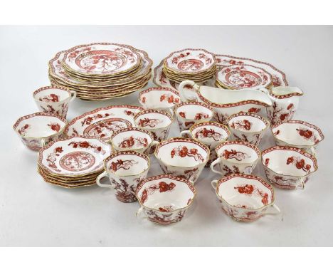 COALPORT; a part tea service in the 'Indian Tree' coral pattern. 