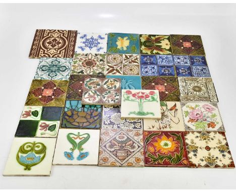 A good collection of Victorian and later ceramic tiles, including Art Nouveau style examples, transfer printed examples, etc.