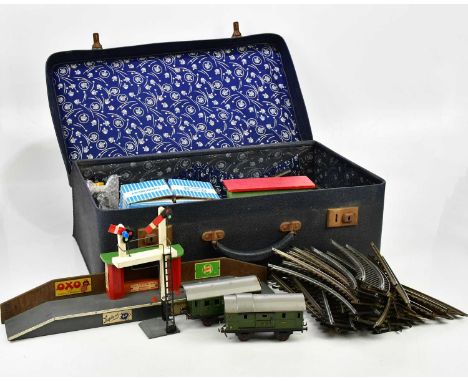 FLEISCHMANN; a circa 1950's O gauge electronic train set with locomotive, carriages and track.