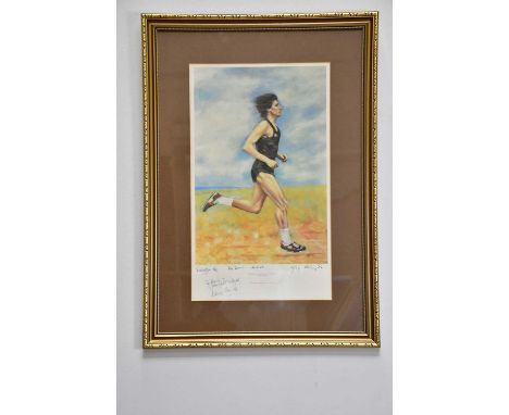 HAROLD FRANCIS RILEY DL DLITT FRCS DFA ATC (1934-2023); pencil signed print, 'Sebastian Coe Running On The Moor', dated 1986,