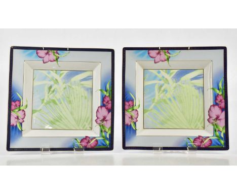 ROSENTHAL; two boxed Versace plates of square form with floral decoration, width 31cm (2).Condition Report: Light wear but go