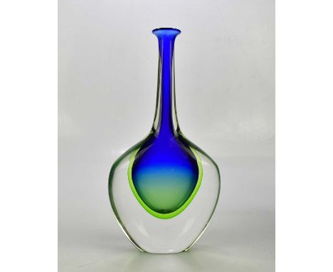 CENEDESE MURANO; a large and impressive glass sommerso vase, with internal colours of blue green and clear, signed, paper lab
