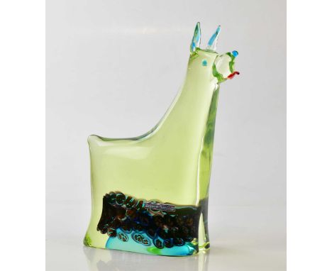 ANTONIO DA ROS; a Cenedese glass dog, with murrine, circa 1960, with original label, height 23cm.Provenance: Private Collecti