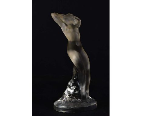 LALIQUE FRANCE; a frosted glass figure 'Danseuse Bras Leves', bears stencil mark to the underside, height 23cm.Condition Repo