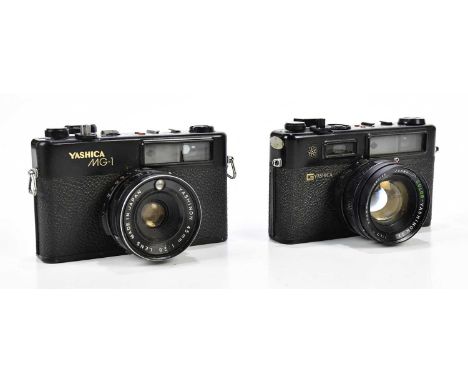 YASHICA; two Yashica rangefinder cameras, to include a Electro 35 GT, serial No 10750036 with a Yashinon 45mm f1.7 lens and a