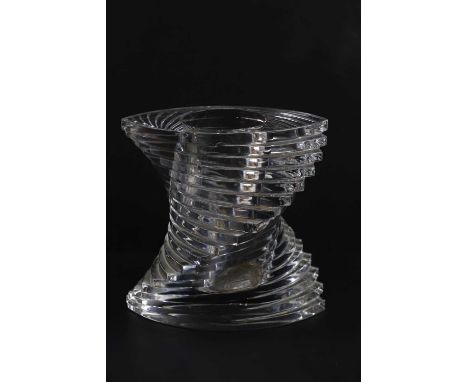 BACCARAT; an impressive clear glass twisted stepped vase, etched mark to underside, height 23.5cm.Condition Report: Light sur