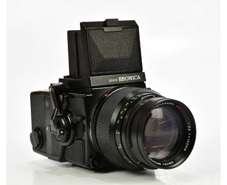 BRONICA; a Bronica ETRsi medium format camera, serial No 7309809, with a Bronica 75mm f2.8 lens and a Bronica 150mm f3.5 lens
