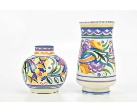CARTER STABLER ADAMS LTD; a Poole pottery Art Deco vase with floral decoration, height 22cm, and a similar globular example (