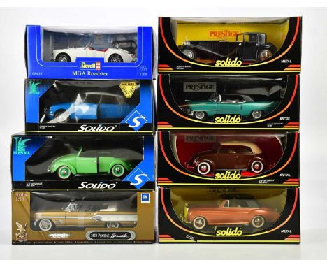A collection of sixteen diecast model vehicles, predominantly Solido, including Prestige examples.