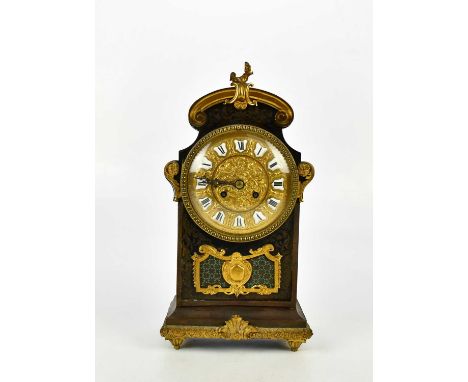 A 19th century boulle work mantel clock with brass dial set with enamel Roman numerals, height 40cm.Condition Report: PLEASE 