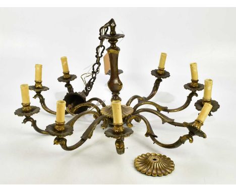 A modern cast metal heavy gauge ten branch ceiling light, height 41cm.Condition Report: PLEASE NOTE THIS LOT IS NOT SUITABLE 
