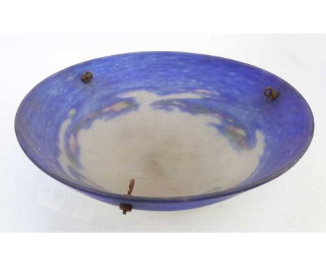 IN THE MANNER OF MULLER FRERES; an Art Deco frosted glass light shade with internal decoration, diameter 45cm.