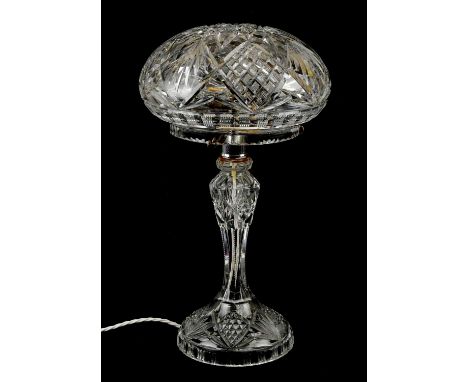 A large early 20th century crystal mushroom form lamp, height 50cm.Condition Report: The item or items in this lot are sold a