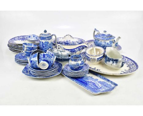 A collection of early 20th century and later blue and white including Spode 'Italian' pattern.