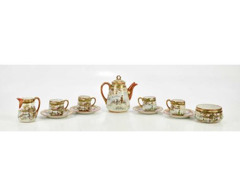 NORITAKE; a part tea service decorated with Geisha girls in landscape.