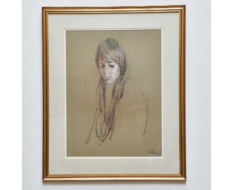 † HAROLD FRANCIS RILEY DL DLITT FRCS DFA ATC (1934-2023); pastel portrait of a girl, signed and dated 70, 59 x 44cm, framed a