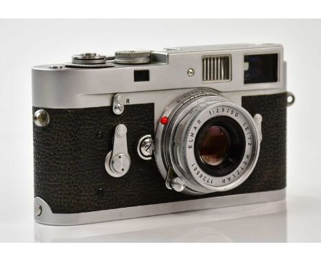 LEICA; a Leica M2 rangefinder camera, serial No 1087 307, circa 1963, with a Leitz Wetzlar Elmar 50mm f2.8 lens, serial No 17