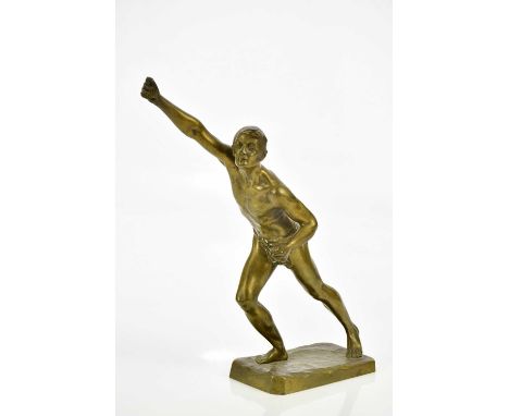 After Kneisel, a bronze model of a male athlete, on canted base, signed, height 27cm.   Condition Report: Rubbed appearance t