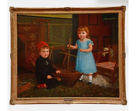 C J DURHAM; oil on canvas, 'The Wreckers', signed lower left, 101.5 x 122cm, framed.Provenance: This painting depicts brother