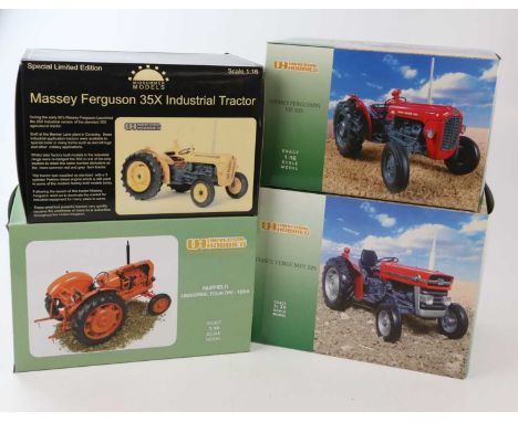 UNIVERSAL HOBBIES; a Massey Ferguson 134 scale model, a Massey Ferguson MF 35X scale model, a Nuffield Universal Four DM 1958