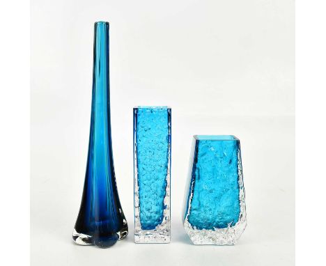 GEOFFREY BAXTER FOR WHITEFRIARS; two pieces in the kingfisher blue colourway, comprising 'Coffin' vase, shape 9686, height 13