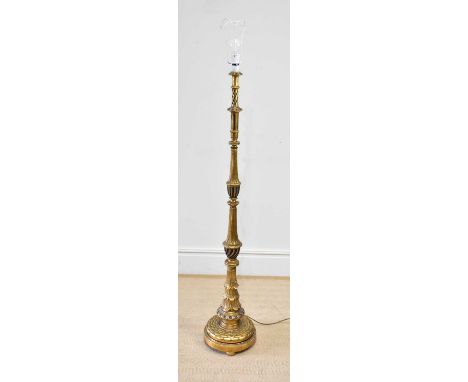 A 19th century style gilt wood standard lamp, height 150cm.Condition Report: The item or items in this lot are sold as decora