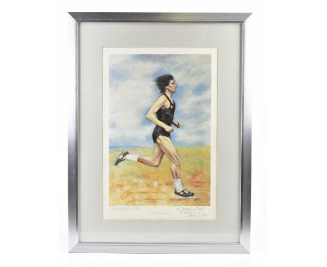 HAROLD FRANCIS RILEY DL DLITT FRCS DFA ATC (1934-2023); pencil signed print, 'Sebastian Coe Running on the Moor', signed and 