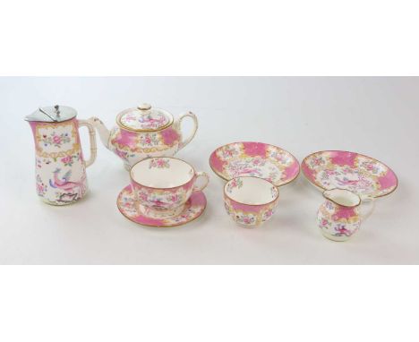 MINTON; a breakfast set comprising cup, two saucers, milk jug, cream jug, sugar bowl, side plate and teapot.Condition Report: