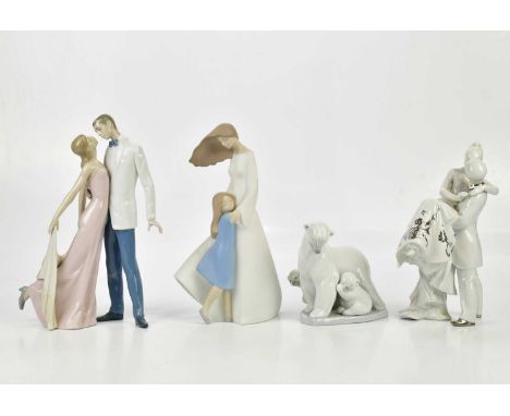 LLADRÓ; four boxed ceramic figures including 'Happy Anniversary', height 28cm, 'The Happiest Day', etc (4).Condition Report: 