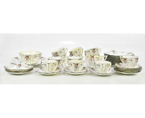 SHELLEY; a thirty-seven piece part tea service in the Queen Anne shape, decorated with fruit.  Condition Report: PLEASE NOTE 