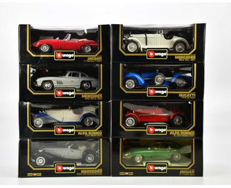 BURAGO; a collection of sixteen diecast model vehicles, predominantly diecast metal with plastic part examples including Merc