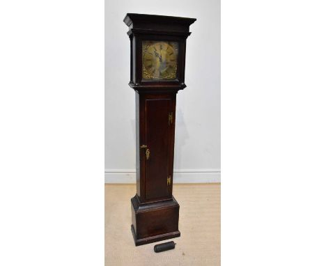 JOSEPH ATKINSON; a late 18th century oak thirty hour longcase clock, the brass dial with Roman numerals and movement striking