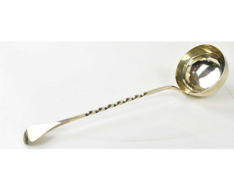 ROBERT WELCH; an Elizabeth II hallmarked silver serving ladle, with plannished bowl, London 1977, approximate weight 7.32ozt2