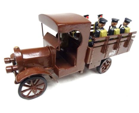 Toy Army Workshop Lorry, Tan finish with driver and six seated Naval Brigade (Condition Excellent) (8)
