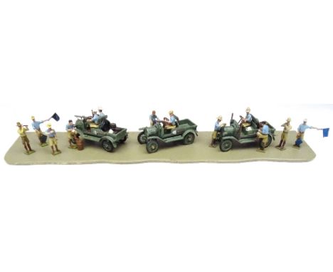 Toy Army Workshop, British Middle Eastern Reconnaissance Patrol Diorama three cars, two Lewis guns, and therteen personnel wi