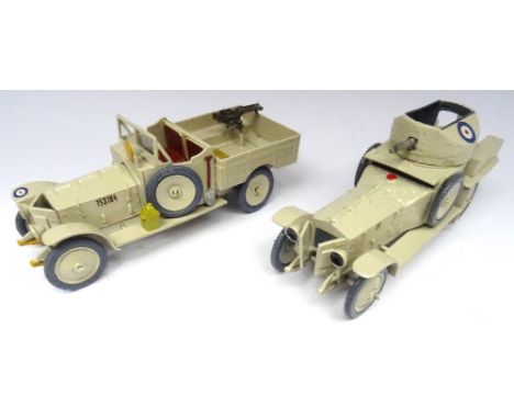 Toy Army Workshop Royal Air Force Rolls Royce open turret Armoured Car and Tender, desert finish, with Vickers machine guns (
