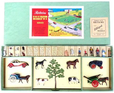 Britains RARE Lilliput set L/7 'Comprehensive set of People, Animals, Vehicles etc.' with leaflet in original box (Condition 