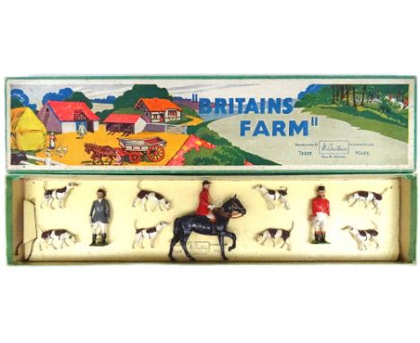 Britains set 1446, Hunting Series, 'The Meet' in original full colour box (Condition Very Good, box Good) 1955 (11)