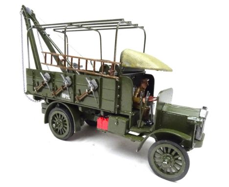 Toy Army Workshop Peerless Recovery Vehicle tundra finish, closed bonnet, British driver, without reserve wheels (Condition E